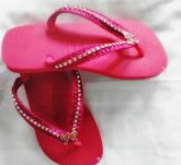 Pink com strass prata e laço